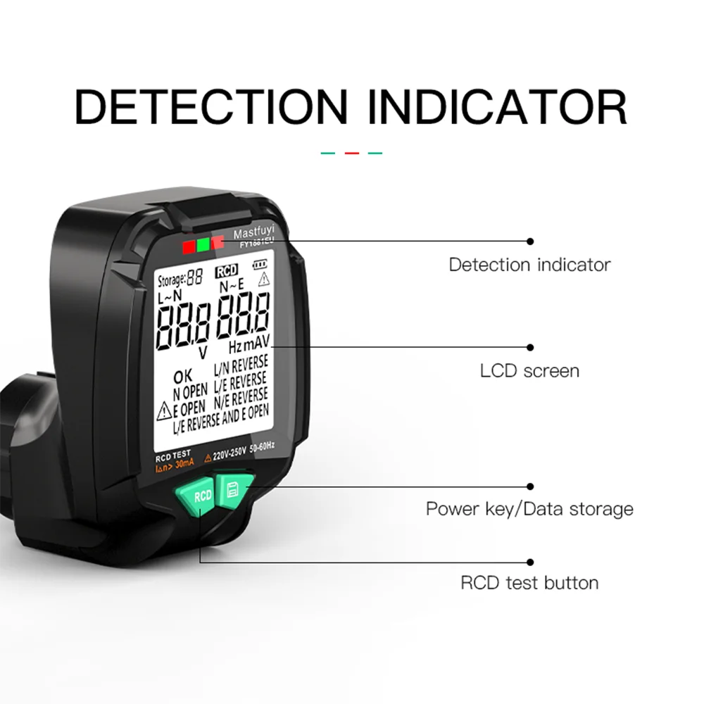 FUYI Digital Smart Socket Tester Ground Zero AC Voltage Detector US/UK/EU Plug 30V-250V RCD GFCI Polarity Phase Check | Инструменты
