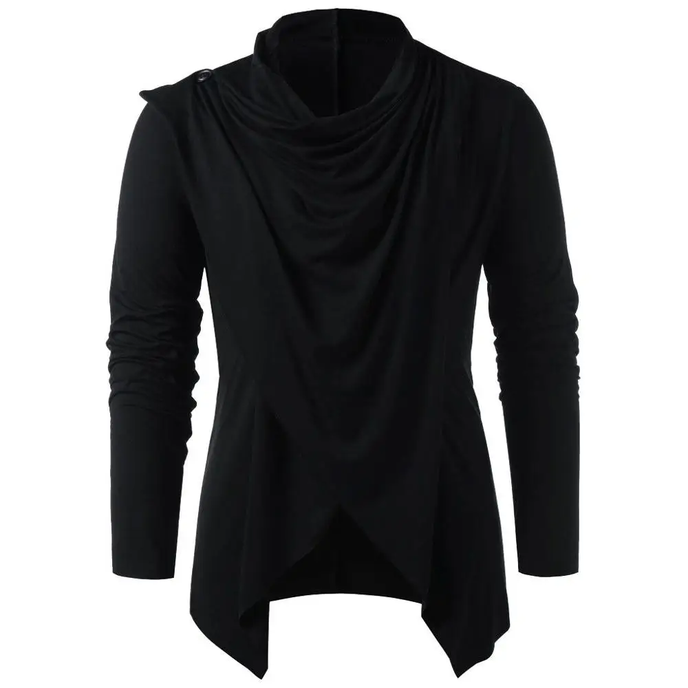 Мужской асимметричный кардиган весна-осень в стиле ретро с длинными рукавами