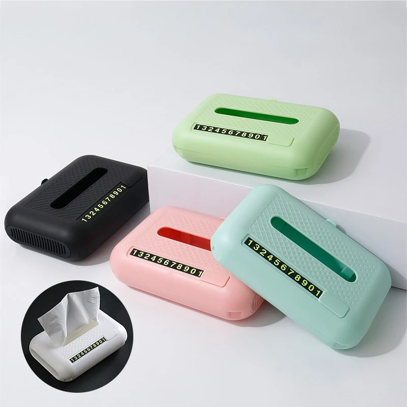 

4 In 1 Car Tissue Box Car Phone Holder Mobile Number Plate Aromatherapy Tablets Car Storage Mobile Phone Bracket Car Accessories