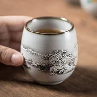 1pcs3pcs china ceramic tea cup white porcelain kung fu cups pottery with handle drinkware wine coffee mug teacup wholesale
