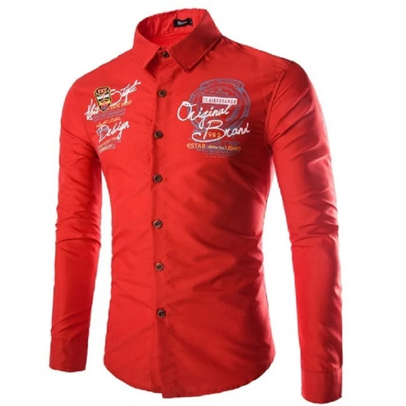 

ZOGAA 2020 new mens dress shirts fashion men clothes Polyester letter printing Solid color mens shirts streetwear Casual Shirts