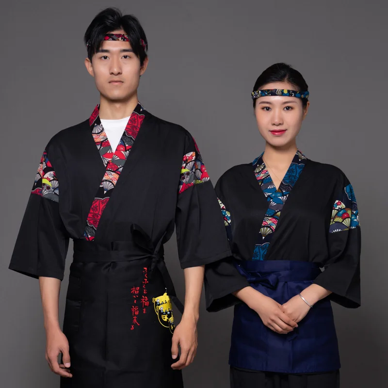 

2022 наряд шеф-повара в японском стиле, кимоно для мужчин и женщин, кардиган с рукавом три четверти, кухонная одежда, свободная повседневная од...