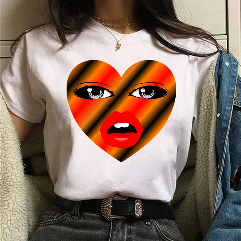 

Harajuku Eyelash Lips Graphic T Shirt Funny Women Eye Printed T-shirt Fashion Tshirt 90s Ullzang Tops Tees Female Ropa Mujer