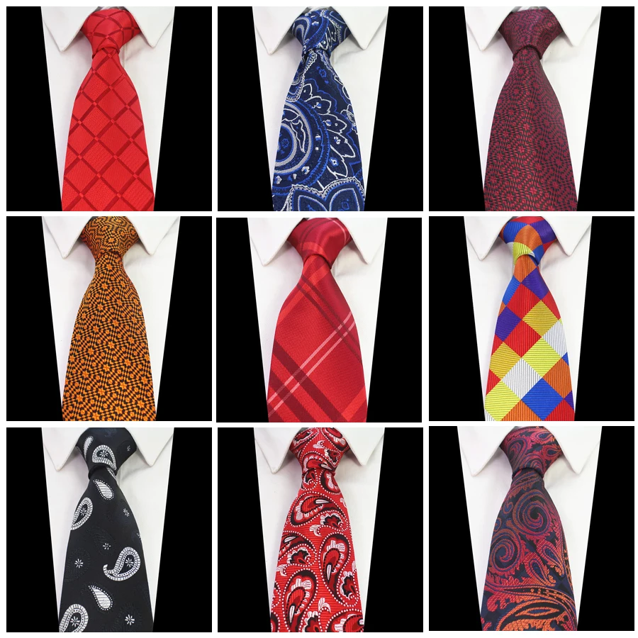 Официальный шелковый галстук Ricnais 8 см для мужчин красные клетчатые галстуки с