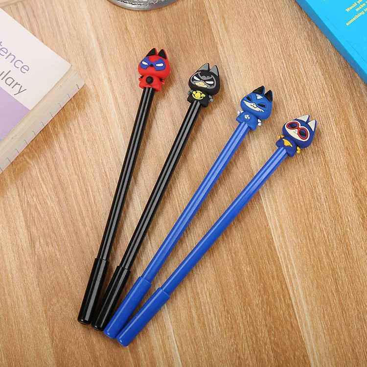 24 pcs Cartoon animal silicone cat gel pen cute learning stationery cat pet man creative personality office pens for school