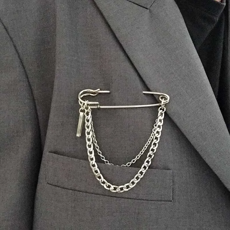 

New Fashion Metal Rhinestones Brooches Men Suit Shirt Tassel Chain Lapel Pin and Brooch Jewelry Luxulry Clothing & Accessories