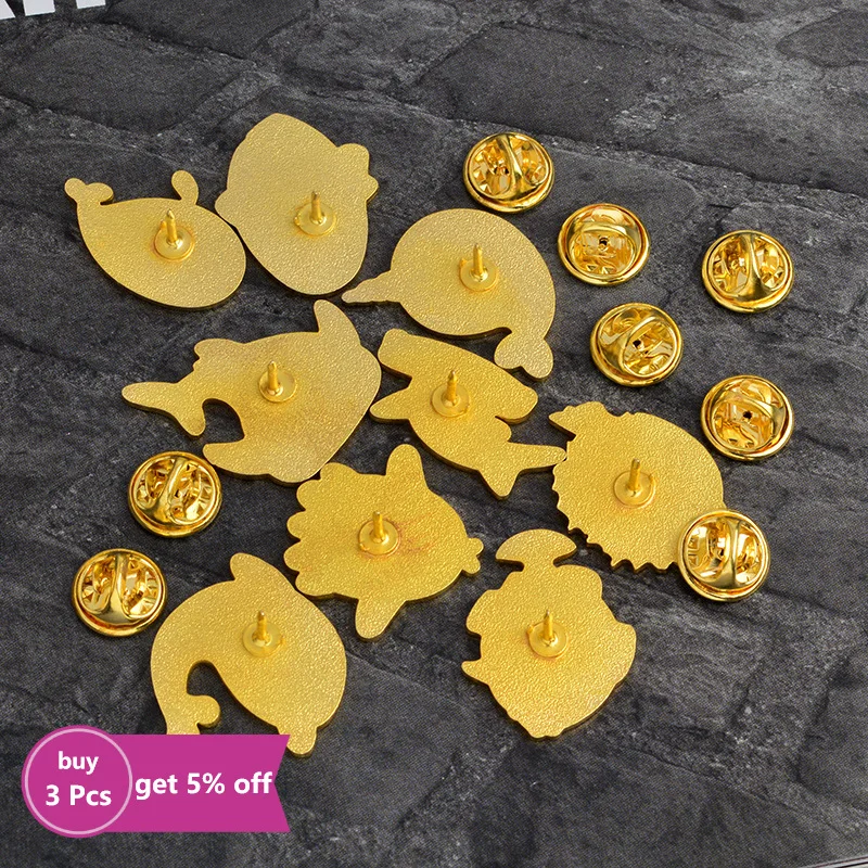 Эмалированные булавки с морскими существами забавные Акула кальмар Кит