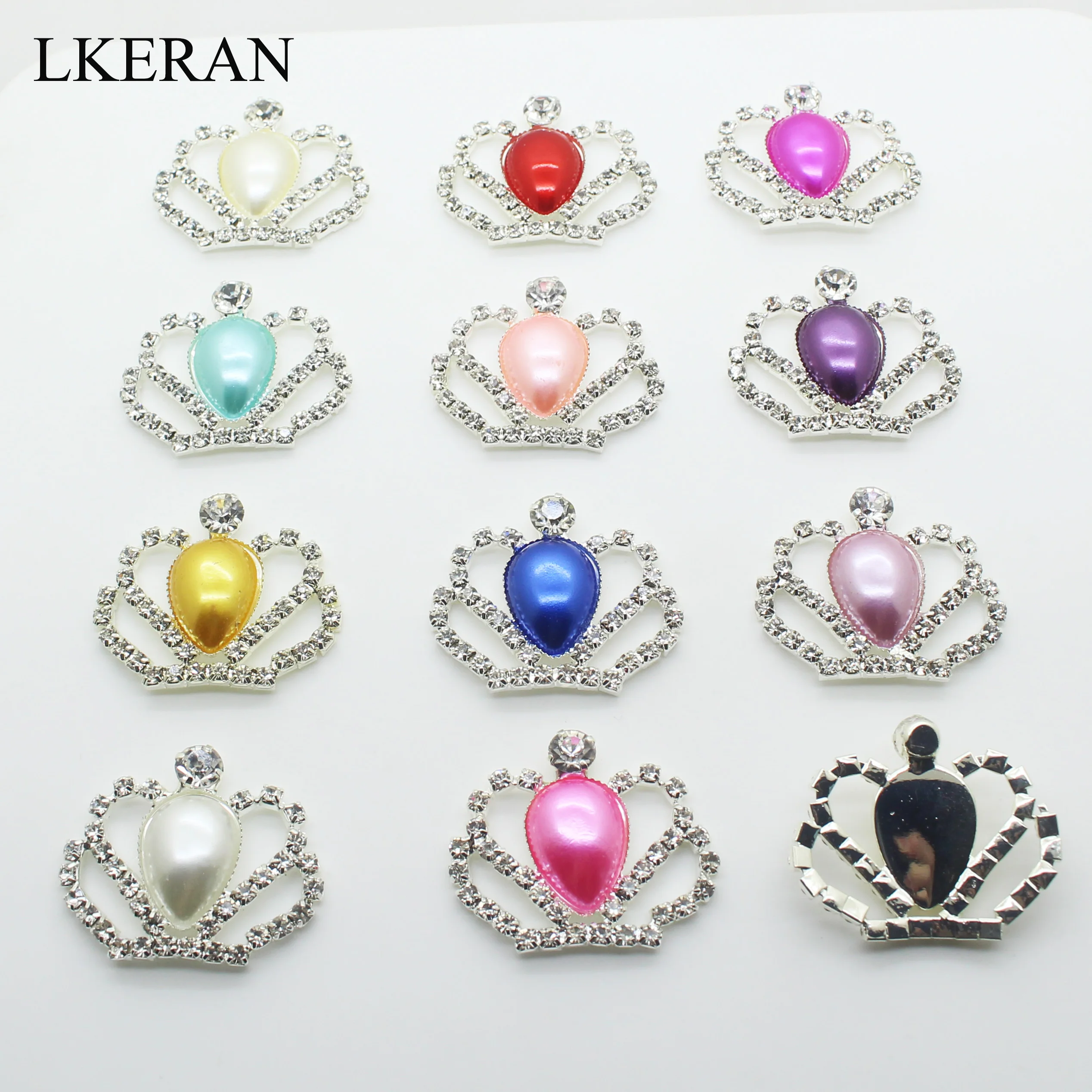 LKERAN 10 шт. Новинка мозаика жемчуг стразы Корона пуговицы DIY цветок бриллиант