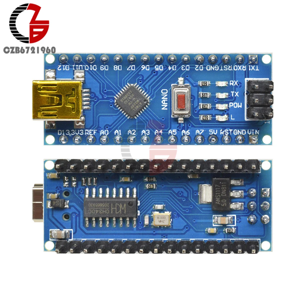 Мини DC CH340 CH340G Atmega328P микроконтроллер MCU плата контроллера Nano V 3,0 модуль драйвера Micro USB 5 в 6 в 12 В для Arduino