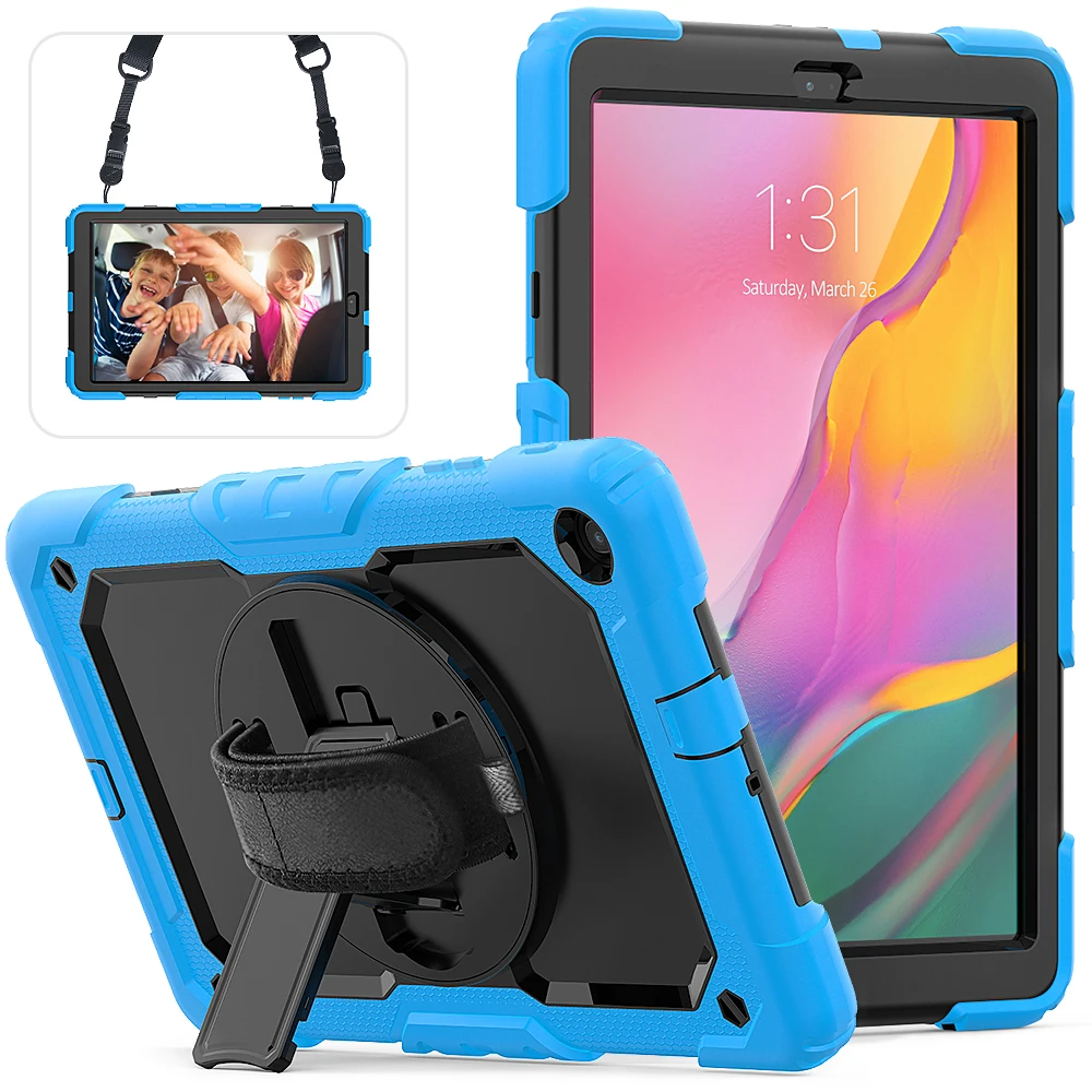 

Kickstand Protective Cover Screen Protector Tablet Case Pen Holder Shoulder Strap for Samsung Galaxy Tab A 10.1 (2019) T510 T515