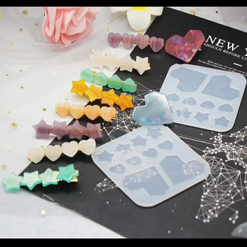 Кристальная эпоксидная смола форма заколка для волос литая силиконовая сделай