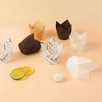 50pcs tulip paper cupcake oil proof cake cup muffin cupcake liner paper holder high temperature and oil resistant bread pastry