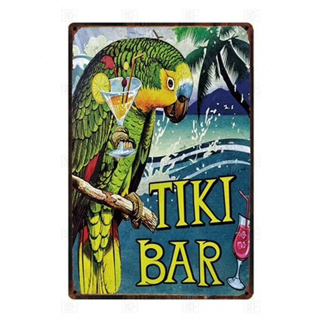 Летний оловянный плакат Tiki для бара пляжа металлический винтажный настенный