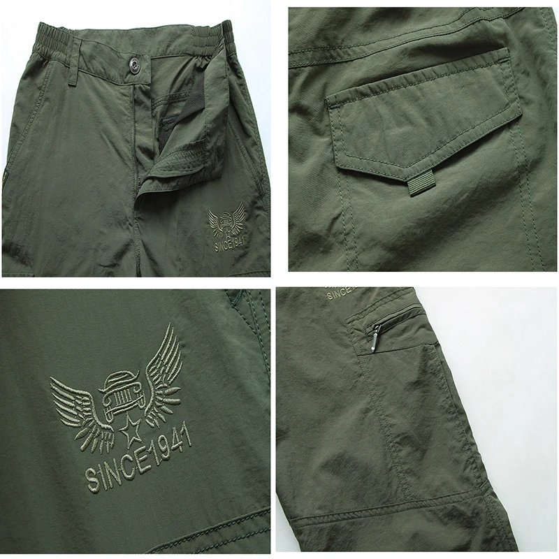 

Men Lightweight Multi Pocket Cargo Pants Outdoor Casual Breathable Waterproof Quick Dry Male Pants