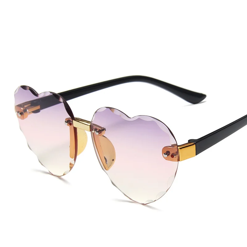 

2022 New Heart Rimless Kids Sunglasses Fashion Heart Shape Children Sun Glasses Girls Outdoors Travel UV400 Protection Eyewear