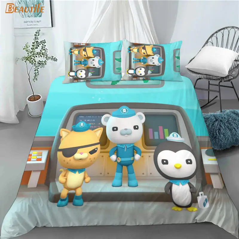 De Octonauts de dibujos animados animaci&oacute;n 3 uds edred&oacute;n conjunto de moda juegos de ropa de cama edred&oacute;n funda n&oacute;rdica funda Textiles para el hogar-1