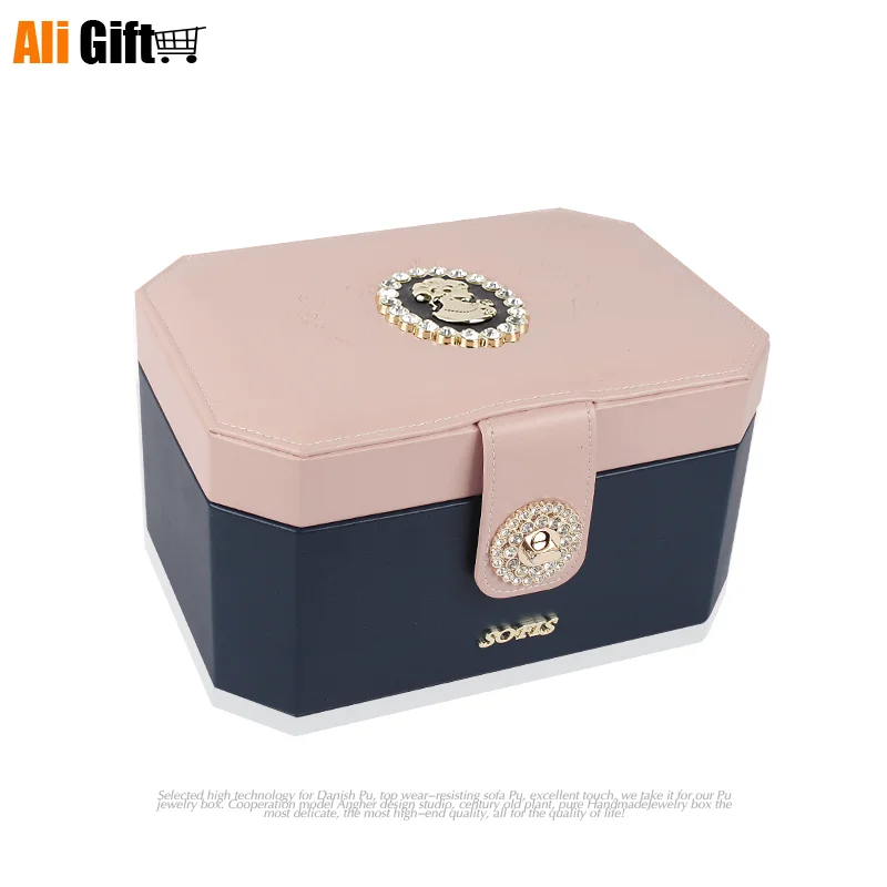 Шкатулка для ювелирных изделий бокс с кольцом ожерельем ногтями двухслойная