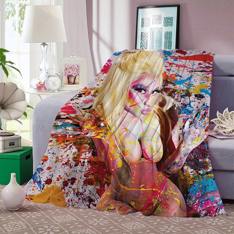 

Colorful Star Nicki Minaj Character Flannel Blanket 3D Print Throw Blanket for Adult Home Decor Bedspread Sofa Bedding Quilts