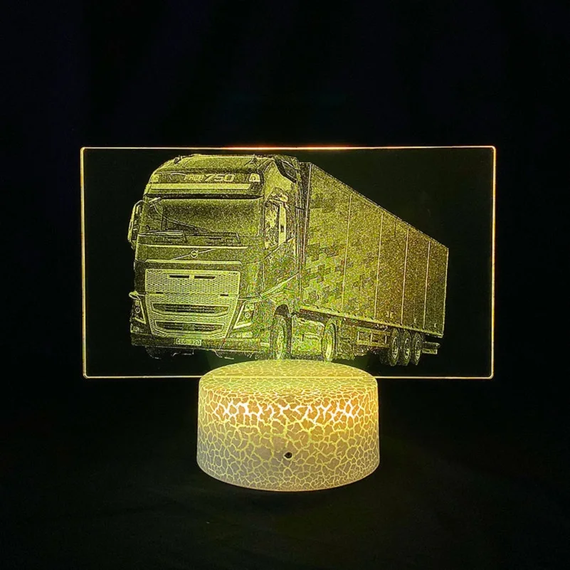 

3D Illusion Night Light LED Touch Switch Picture Lamp USB Nightlight Container Truck Bluetooth Atomsphere Party Decor Kids Gift