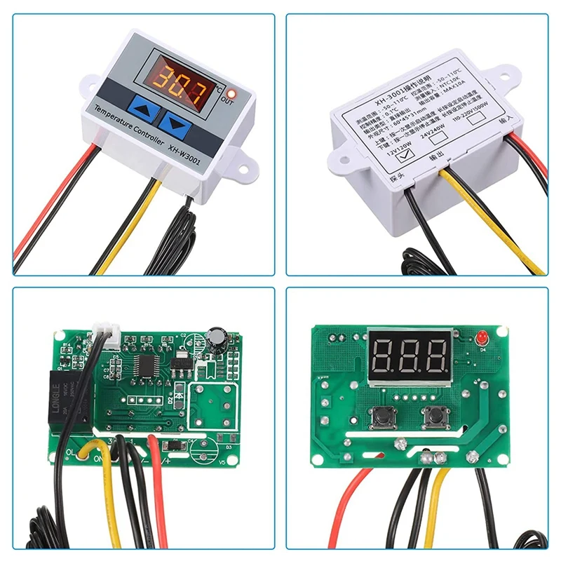 

XH-W3001 Digital LED Temperature Controller with Waterproof Probe Programmable Heating Cooling Electronic Thermostat