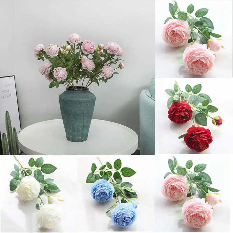 

Rose Wedding Fake Bridal Home Artificial Silk Pink Flowers Decor Peony Bouquet