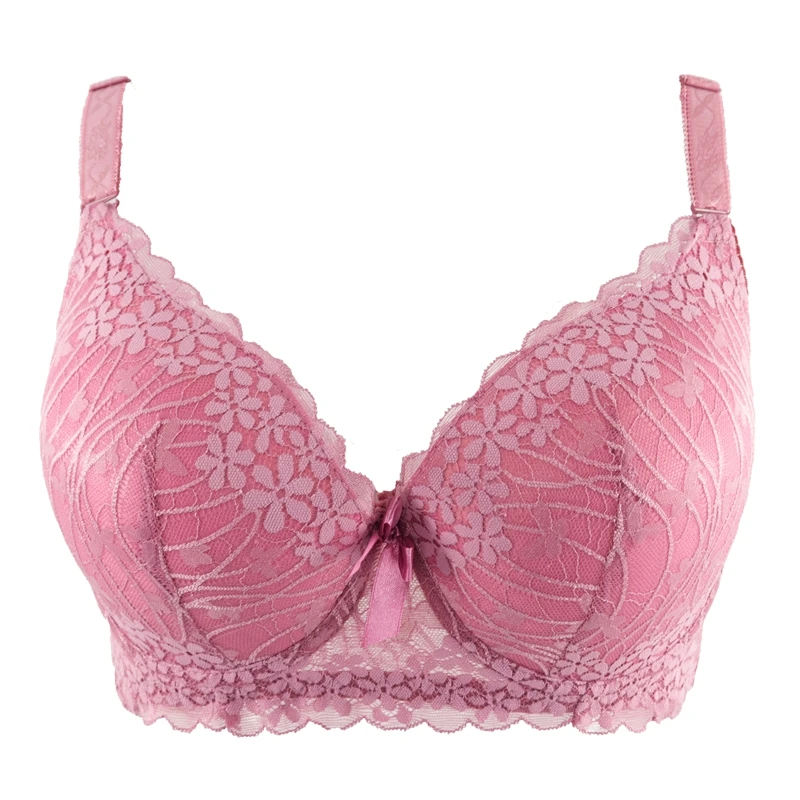 Beauwear сексуальный цветочный кружевной бюстгальтер без подкладки C D DD поролоновая чашка размера плюс 90-115 полное покрытие пуш-ап нижнее белье - Цвет: Cameo