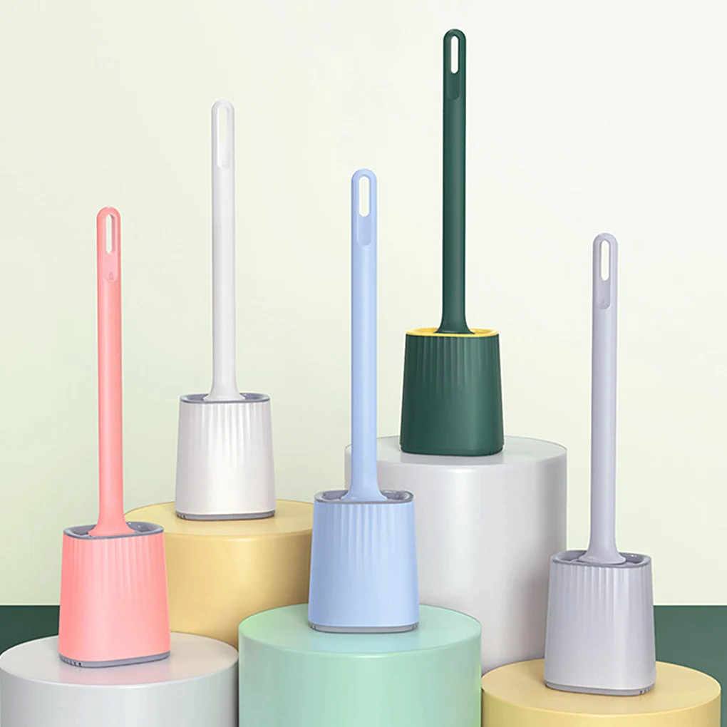 

Wall Mounted TPR Silicone Toilet Brush Bathroom Brush Long Handle Quick Draining Clean Tools Wc Accessories Flexible Soft Brush