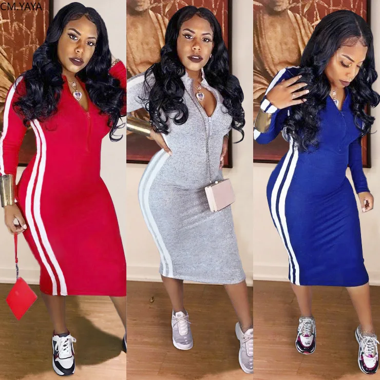 GL сезон осень-зима Женская зимняя облегающее платье в полоску с молнией