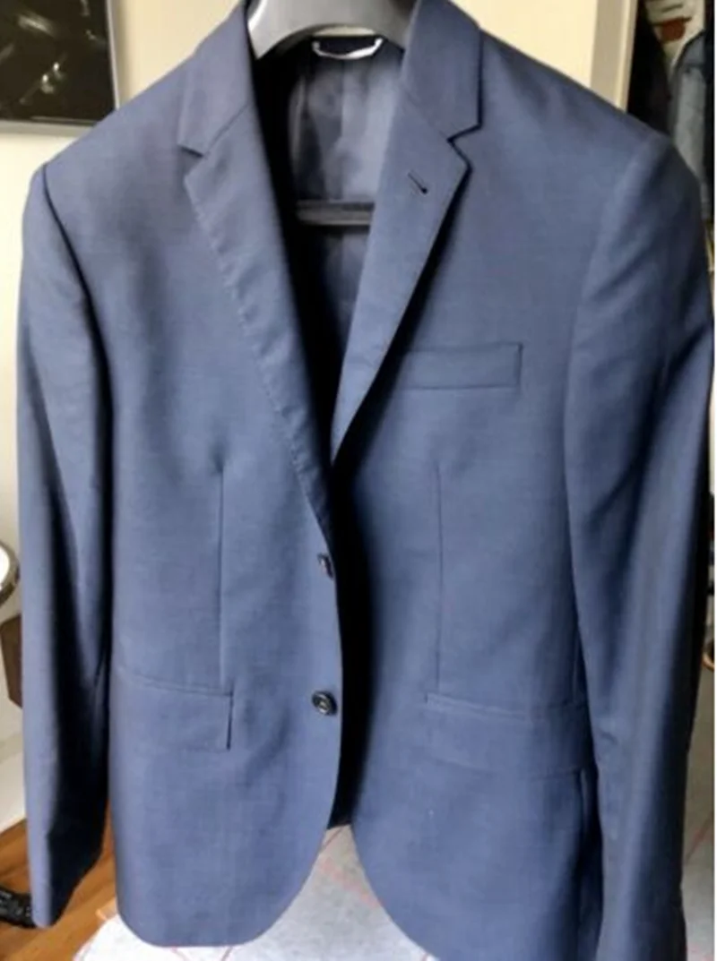

Fashionable Mens Suits Dark Blue Polyester Notched Lapel Terno Masculino Business Formal Suit Custom Made