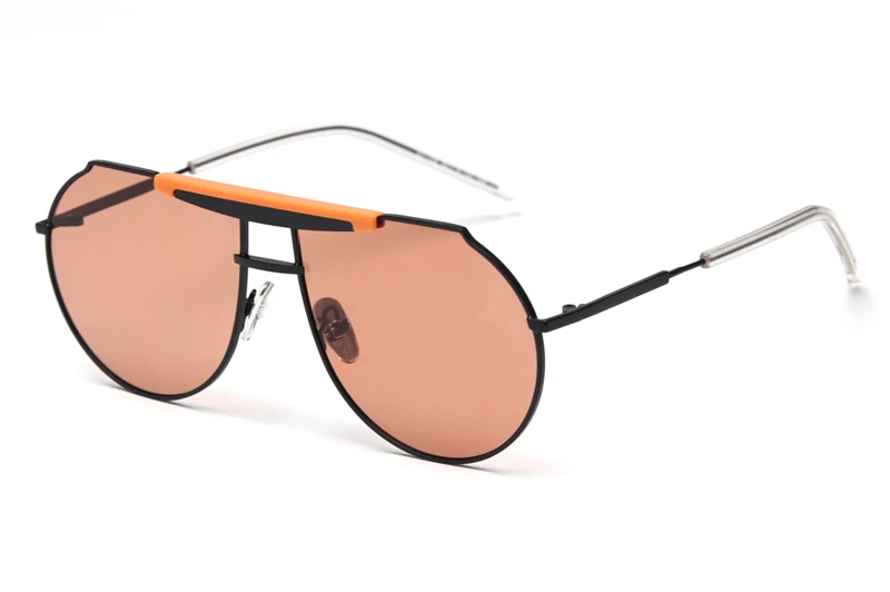 black with orange Peekaboo uv400 поляризационные солнцезащитные очки для мужчин, большие размеры, нестандартная металлическая оправа, тонированные Винтажные Солнцезащитные очки для женщин, высокое качество - Цвет линз: black with orange