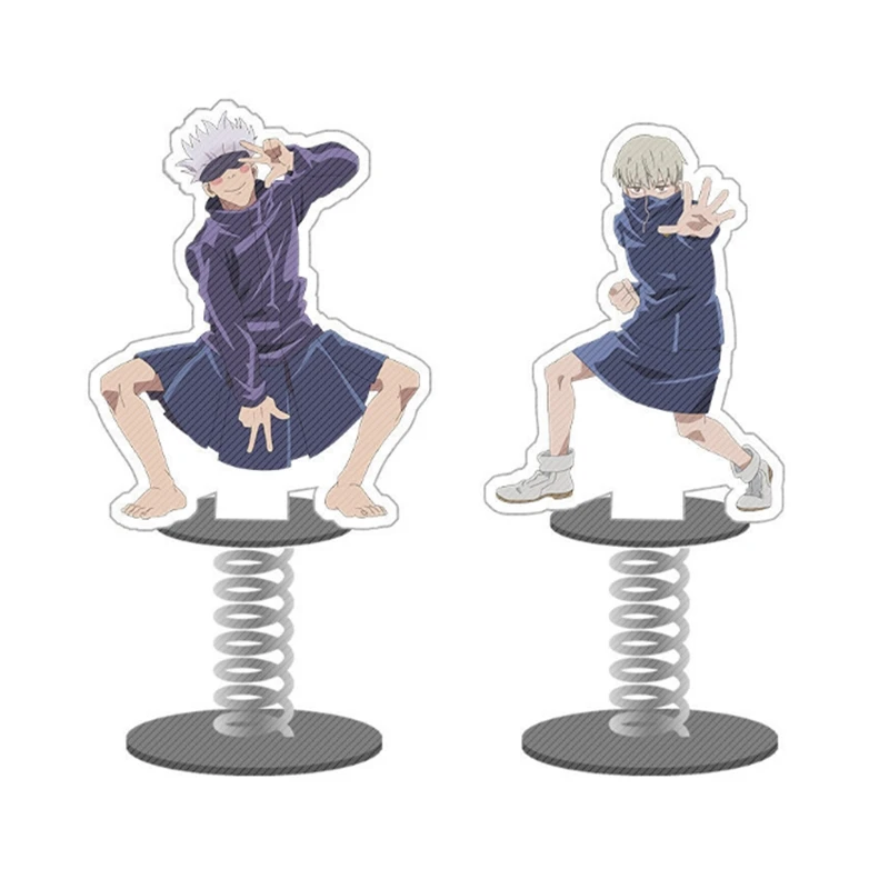 

Anime Jujutsu Kaisen Gojou Satoru Inumaki Toge Figure Spring Shake Swing Stand Model Acrylic Desk Decor Funny Toy Fans Gifts