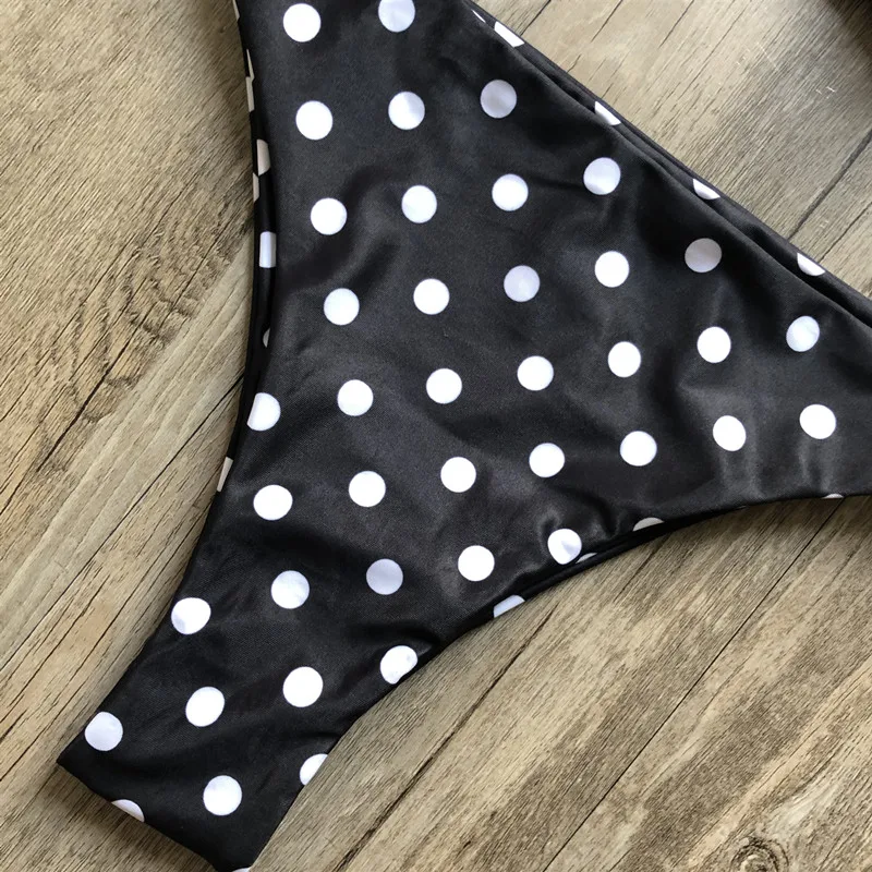 Купальник бикини женский с принтом в горошек пикантный бандо комплект чашками