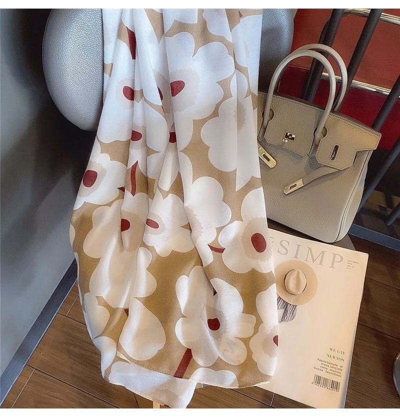 

Spring and summer 2020Korean women'sCotton hemp handkerchief warm printing neck protection decorative Scarf Shawl warm and shade