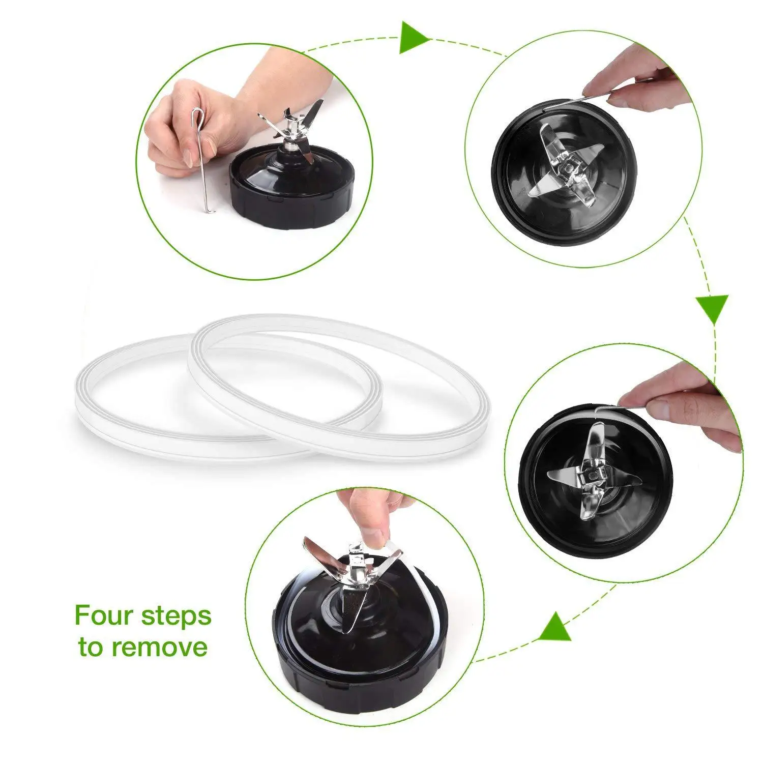 

Replacement Spare Parts Extractor Blade Gasket Lid For Nutri Ninja 7Fin Auto iQ BL480 BL482 BL640 BL642