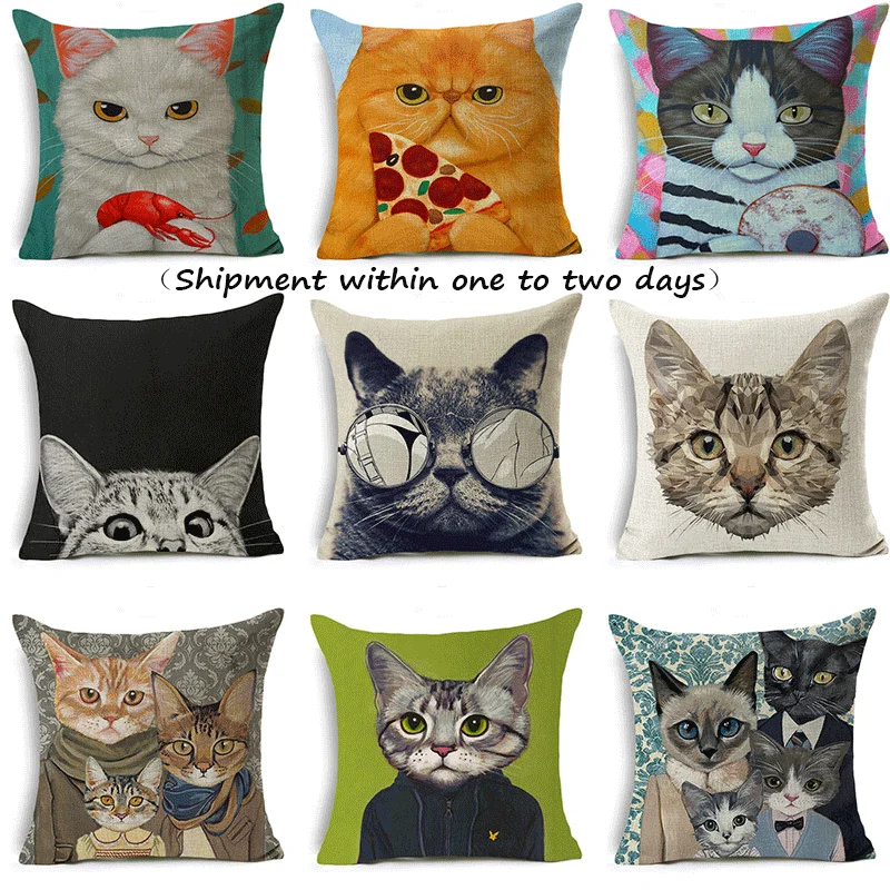 

Cartoon New Simple Cute Cat Decoration Children Cushion Cushion Linen Houseware Decoration 45*45cm Pillowcase