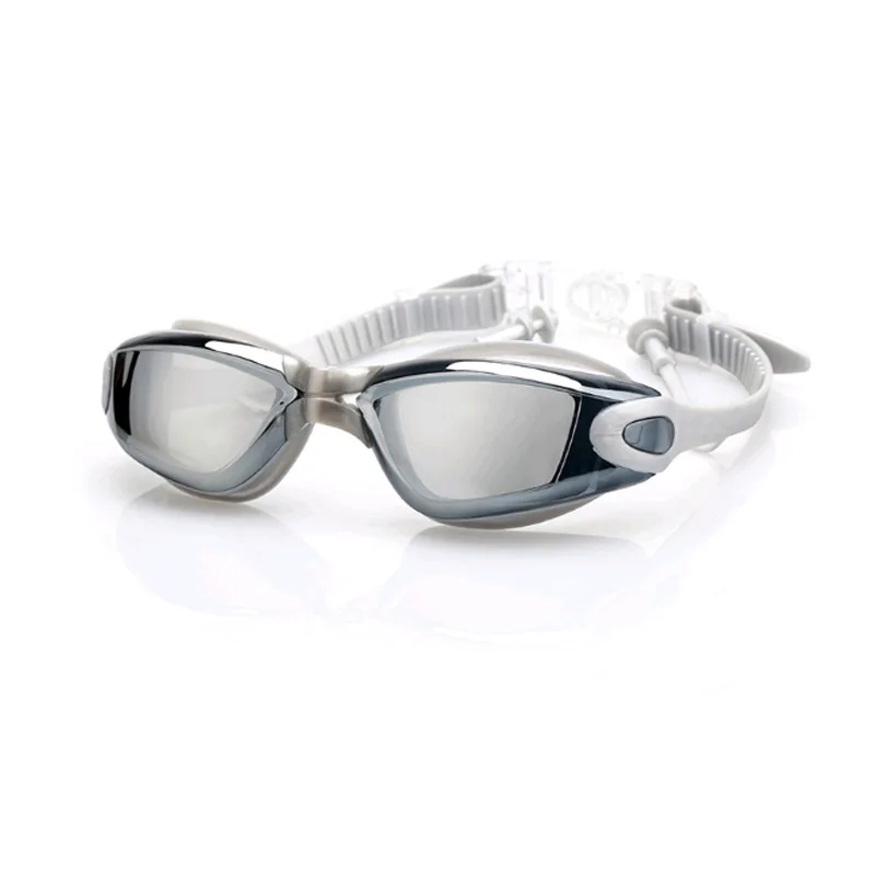 gray 1 Pair Electroplating UV Waterproof Anti fog Swimwear Eyewear Swim Diving Water Glasses Adjustable Swimming Goggles For Adults - Цвет: gray