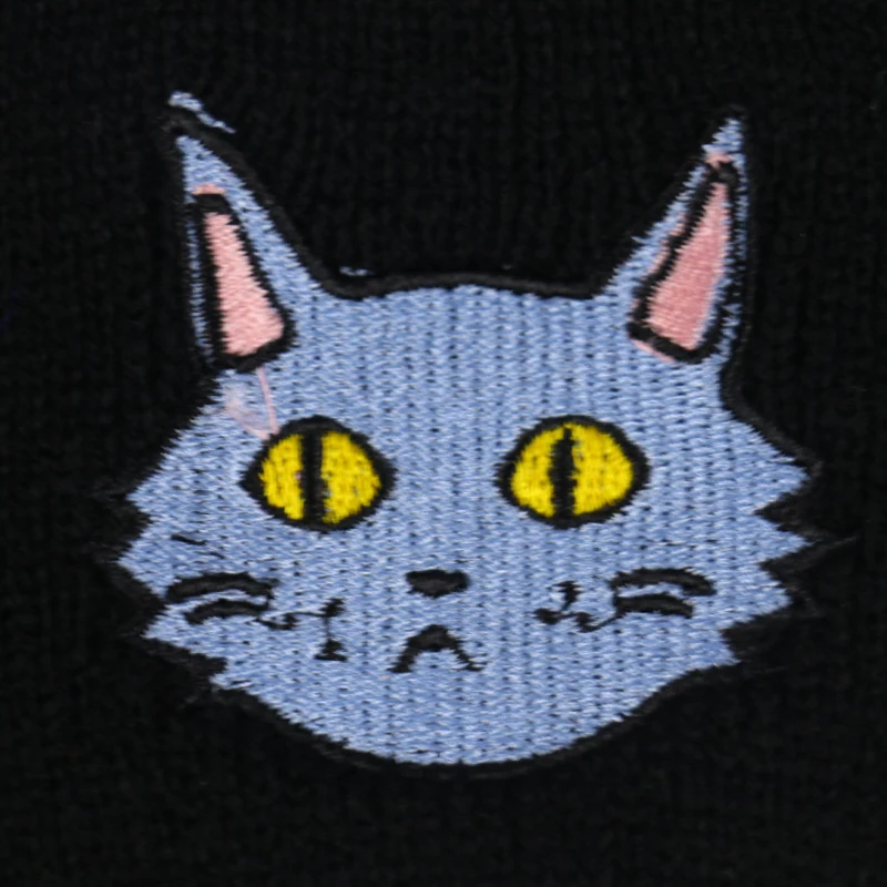 Женская вязаная плотная шапка FOXMOTHER с кошачьим принтом зимняя шапки теплая