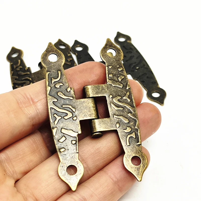 

20pcs Vintage Old H Hinges Furniture Cabinet Door Hinges Wooden Jewelry Box Gift Wine Case Retro Decor Bronze Tone With Screw