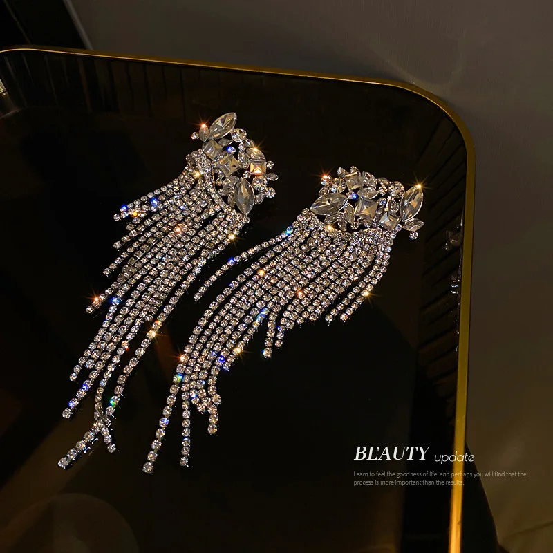 

Серьги из серебра 925 пробы с инкрустированными бриллиантами и кисточками в европейском и американском стиле