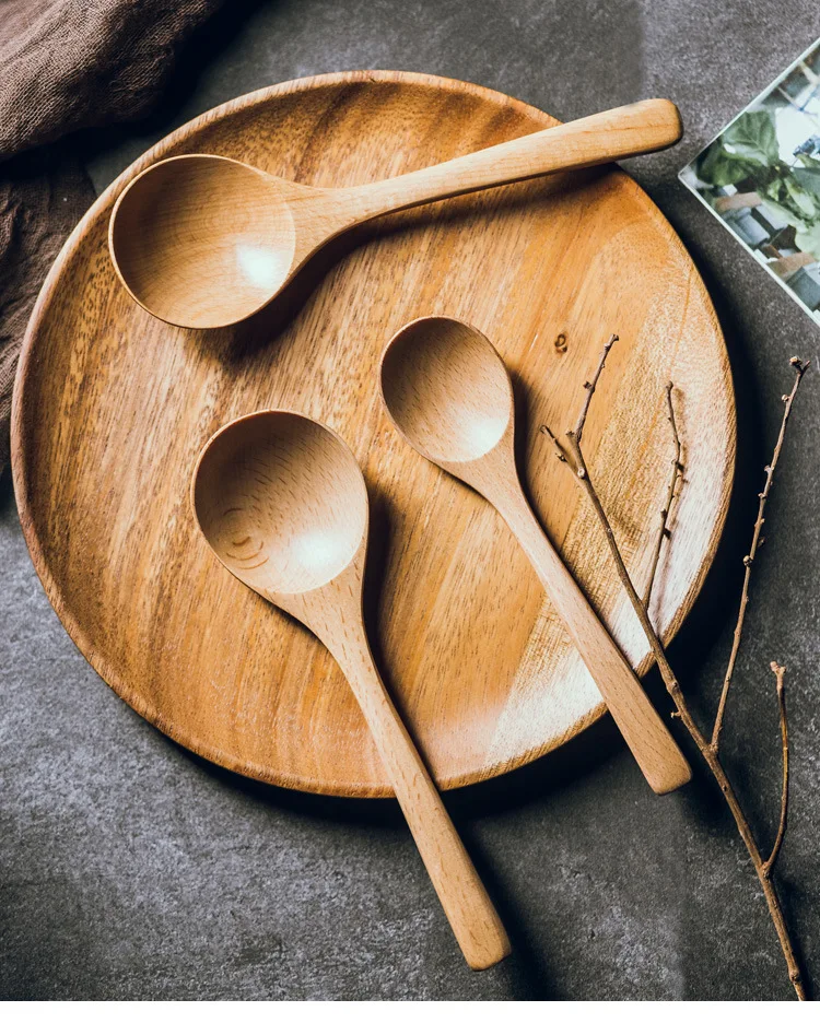 

Japanese Style Wooden Spoons for Salad Rice Porridge Spoon Soup Dining Room Spoon Forks and Spoons With Long Handle Kitchen