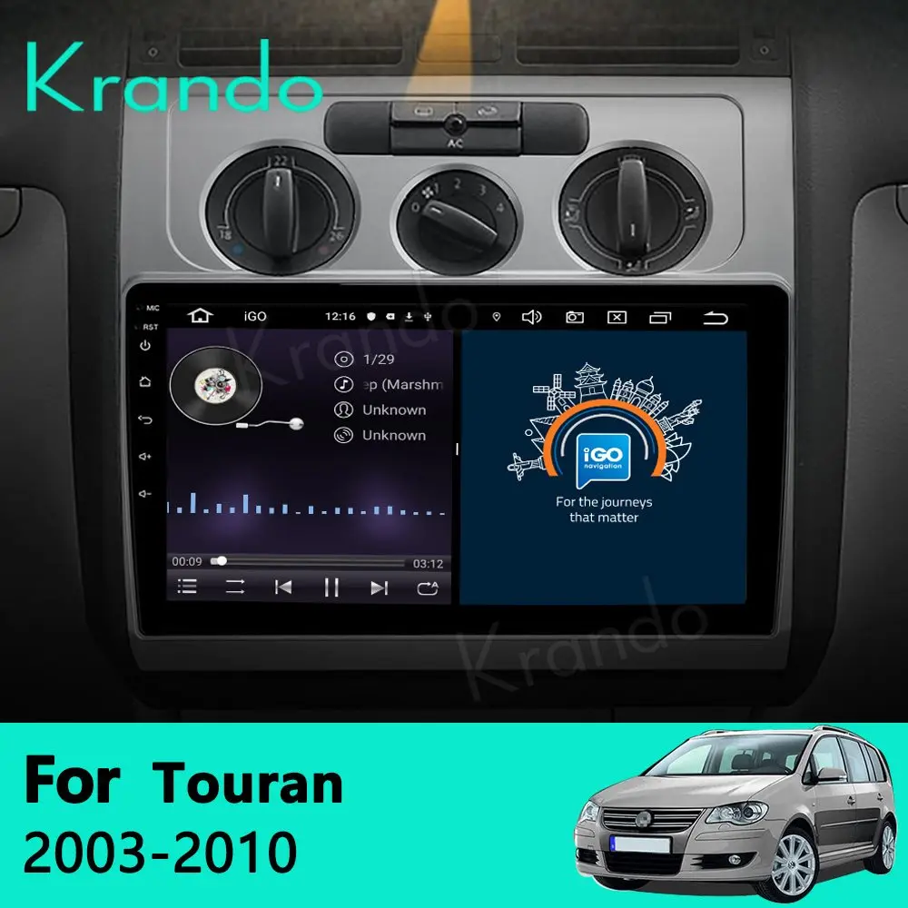 Krando Android 10 0 9 &quotIPS Full Touch автомобильное мультимедийное радио для Volkswagen VW Touran 1 2003 2010