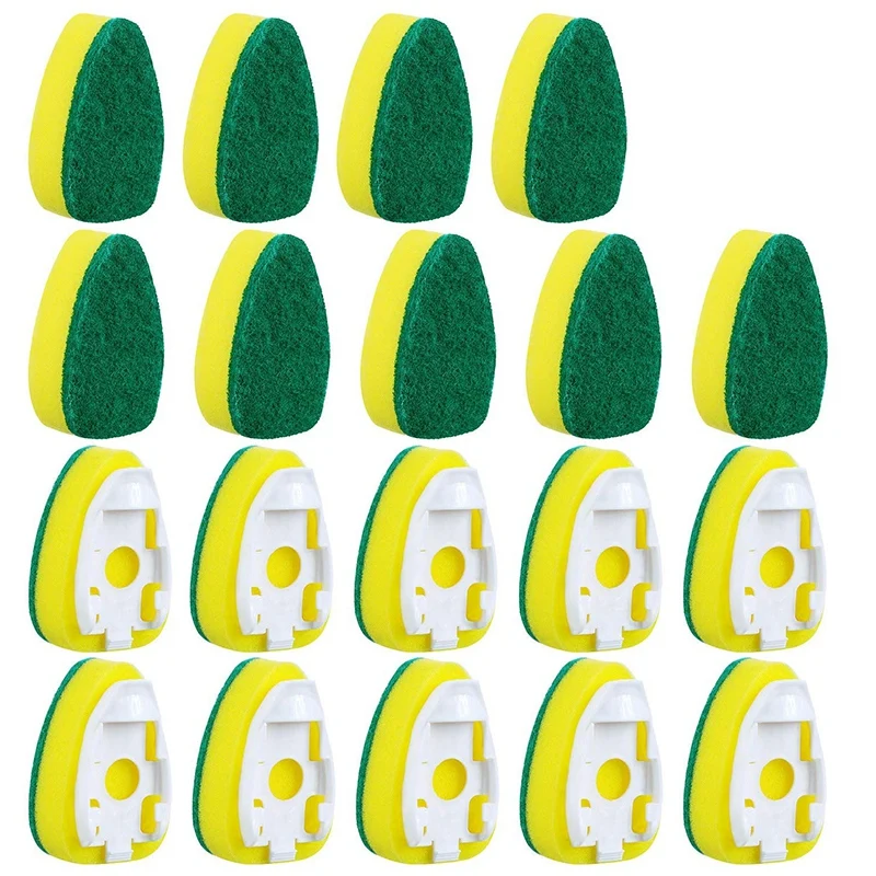 

JEYL 18 Pieces Dish Wand Refills Replacement Sponge Heads Scouring Scrubber Pads Heavy Duty Dish Wand Sponge for Kitchen Sink Cl
