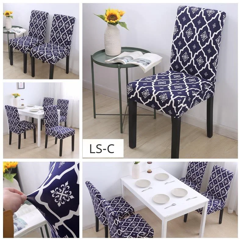 

2pcs Modern Removable Chair Cover Anti-dirty Seat Cover Printing Kitchen Slipcover for Wedding Restaurant