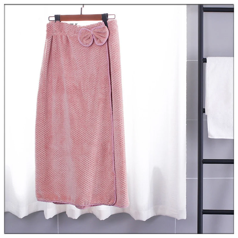 75x130cm Comfy Absorbent Coral Velvet Women's Bathroom Towel Bow-knot Body Wrap Bathrobe Spa Skirt Swim Bath Towels for Adult | Дом и сад
