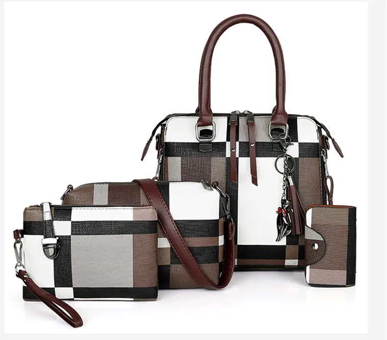 Wushangai роскошные сумки новые 4 шт. набор женская сумка в клетку на плечо дорожная