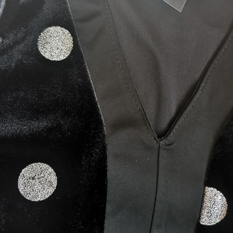 

Autumn Vintage Black Dot Velvet Dress Women Spliced Satin Sashes V-Neck Elegant Party Dress Office Lady Plus Size 4XL Maxi Dress