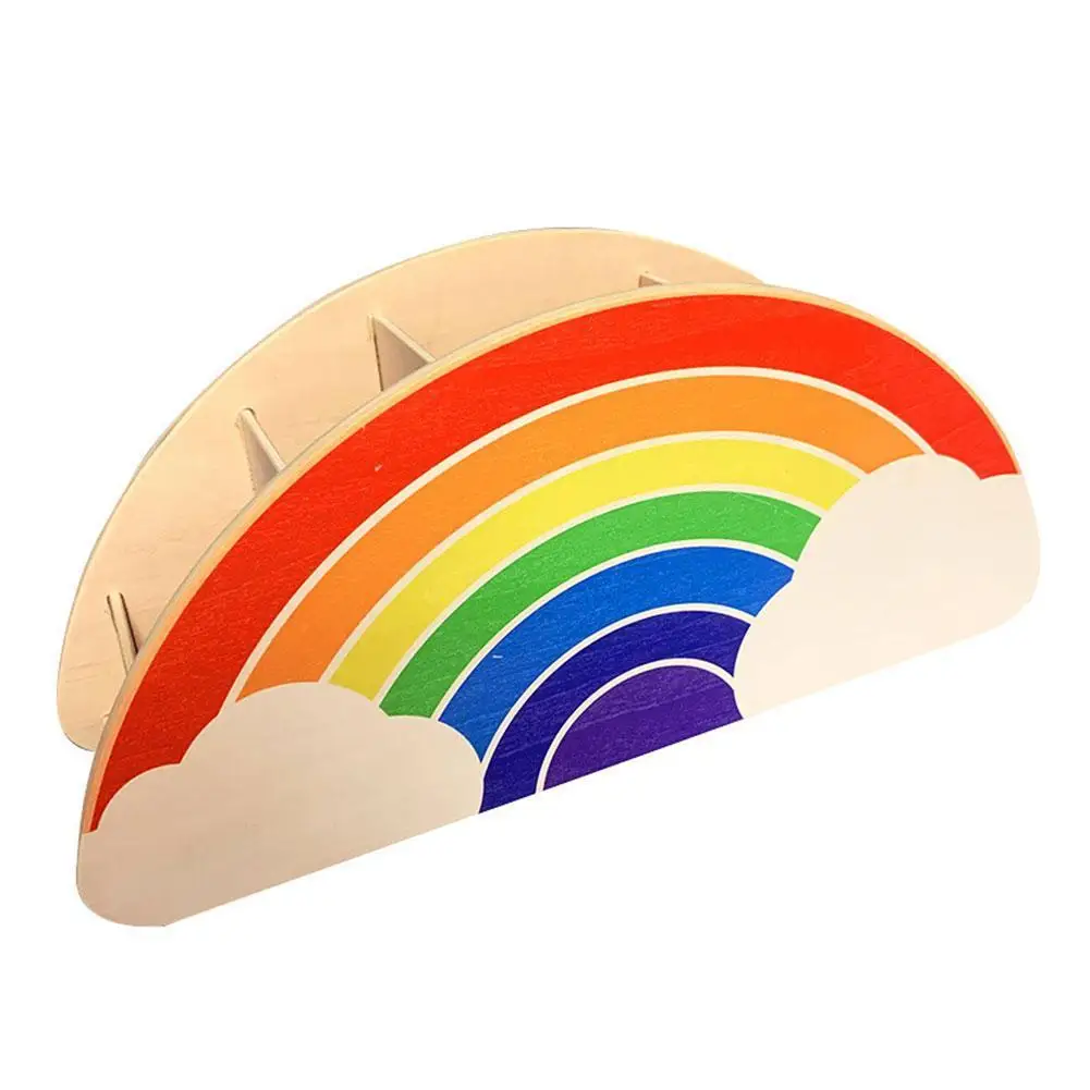 

Wooden Rainbow Pen Holder Desktop Office Stationery Holder Small Object Storage Box Decorative Stand Pen Holder Storage Box
