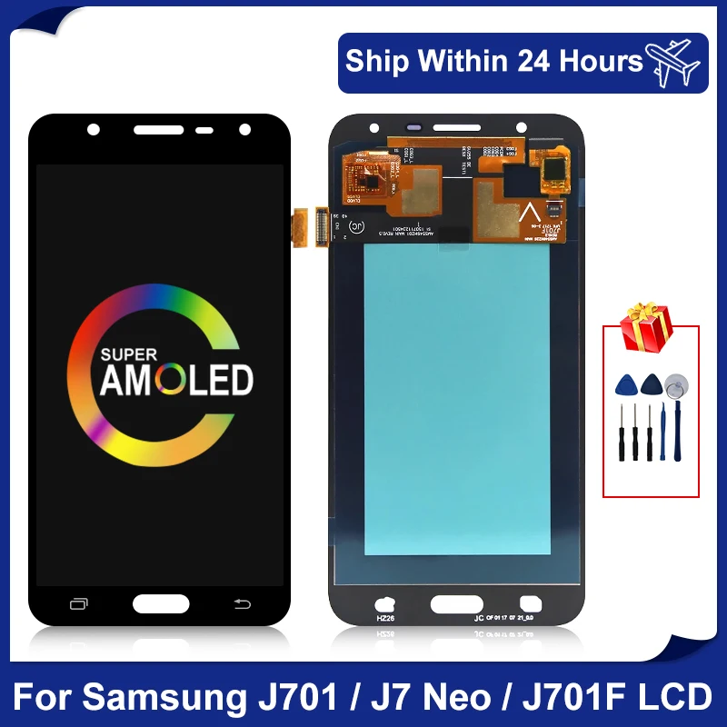 

ЖК-дисплей Super AMOLED для Samsung Galaxy J701, J7 Neo J701F, сенсорный экран, дигитайзер для J7 Nxt J7 Core J701M, запасные части