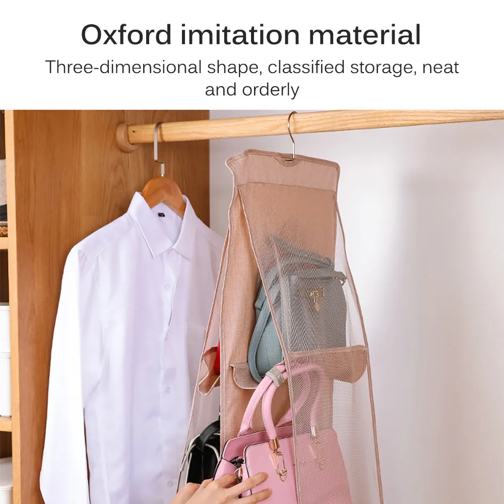

New Transparent Storage Bag Sundries Finishing Anti Dust Pouch Hanger Door Hanging Handbag Wardrobe Space Saving Organizer