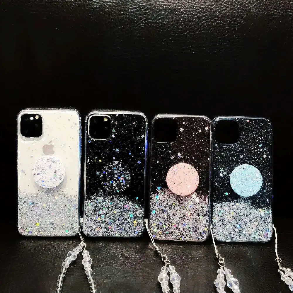 

Bling Glitter Case For iPhone 11 Pro Max 11 XS XR X XS Max 6s 6 7 8 PlusSlim Case With Stand Holder Phone Cases Socket cover